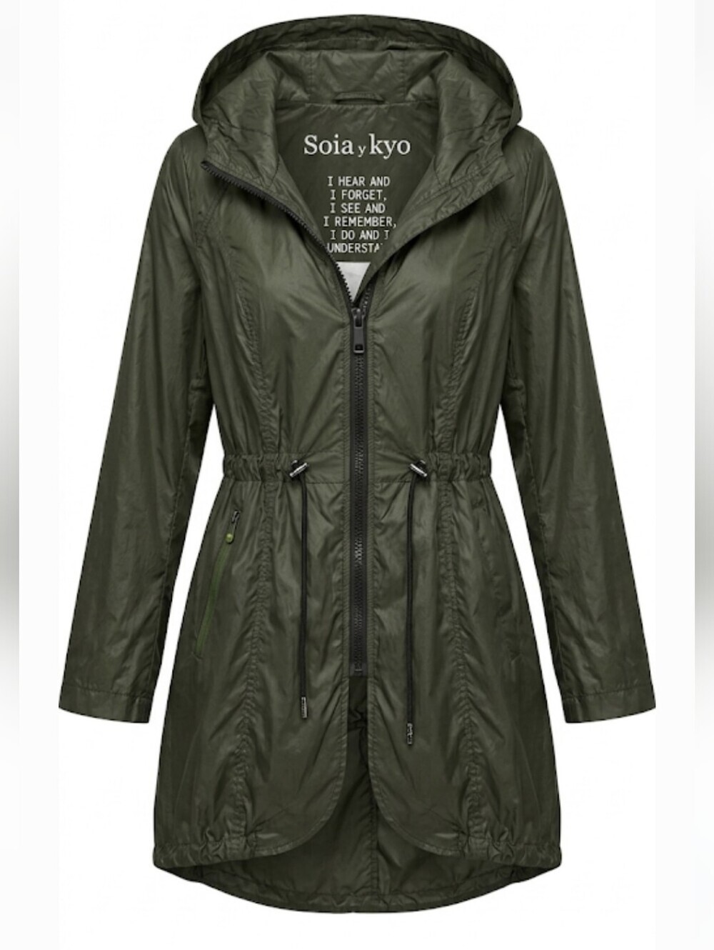 Soia y Kyo women's green lightweight nylon windbreaker jacket size S